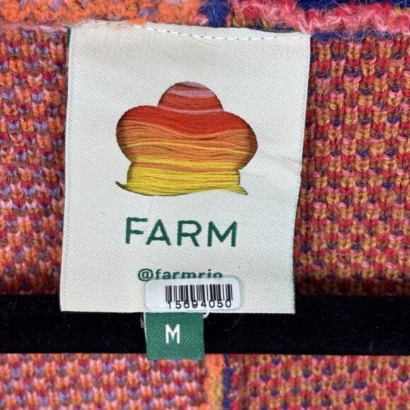 Farm Rio Mixed mushroom Equstian Horse Slouchy Wool Blend Cardigan Women's MED - Picture 4 of 7